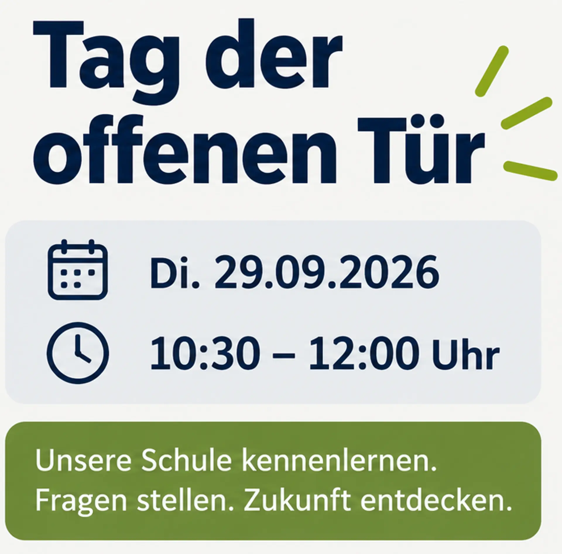 Hinweis zum Tag der offenen Tür